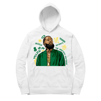 Women 10 Seattle Hoodie shirt | Seattle 10 Nipsey Forever Fly - Retro 10 Seattle / White hooded tee shirt