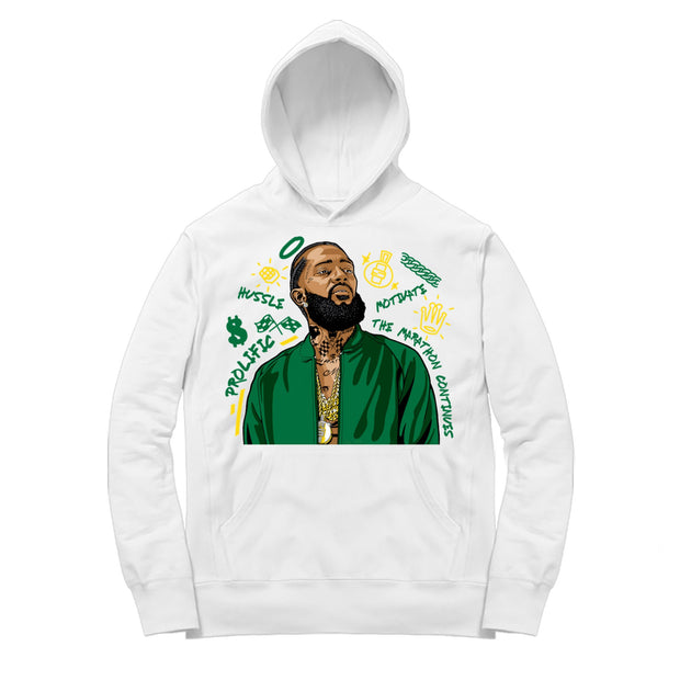 Youth 10 Seattle Hoodie shirt | Seattle 10 Nipsey Forever Fly - Retro 10 Seattle / White hooded tee shirt