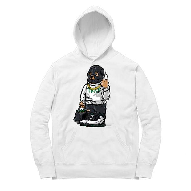 Youth 10 Seattle Hoodie shirt | Seattle 10 Trap Bear - Retro 10 Seattle / White hooded tee shirt