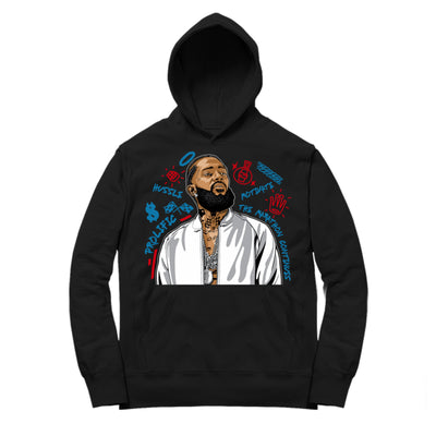 Youth 4 What The Hoodie shirt | Nipsey Forever Fly - Retro 4 What The / Black hooded tee shirt