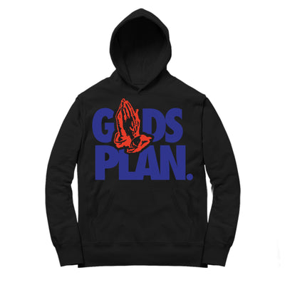 Youth 4 Winter Hoodie | Drake Gods Plan - Retro 4 Winter Loyal Blue / Black Hooded Sweatshirt