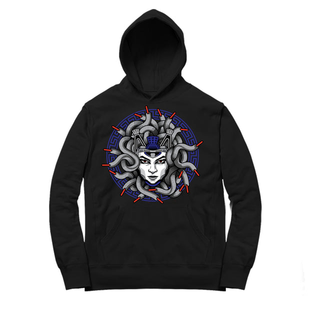 Youth 4 Winter Hoodie | Medusa Laced - Retro 4 Winter Loyal Blue / Black Hooded Sweatshirt