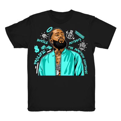 Youth 13 Island Green shirt | Nipsey Forever Fly - Retro 13 Island Green 2019 / Black tee shirts