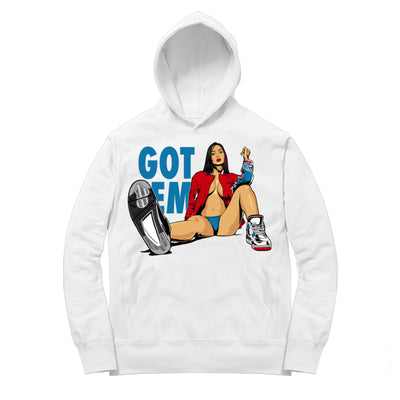 Women 4 What The Hoodie shirt | Got Em - Retro 4 What The / White hooded tee shirt