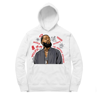 Youth 12 Dark Grey Hoodie | Nipsey Forever Fly - Retro 12 Dark Grey / White Hooded shirt