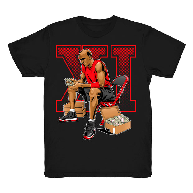 Youth 11 Bred shirt | Stackin Bred XI - Retro 11 Bred 2019 / black tee shirts