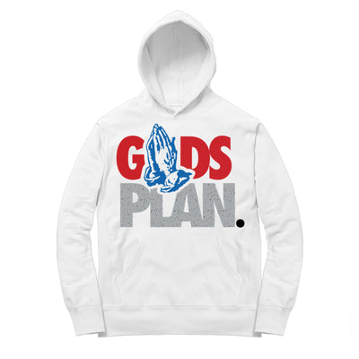 Youth 4 What The Hoodie shirt | Drake Gods Plan - Retro 4 What The / White hooded tee shirt