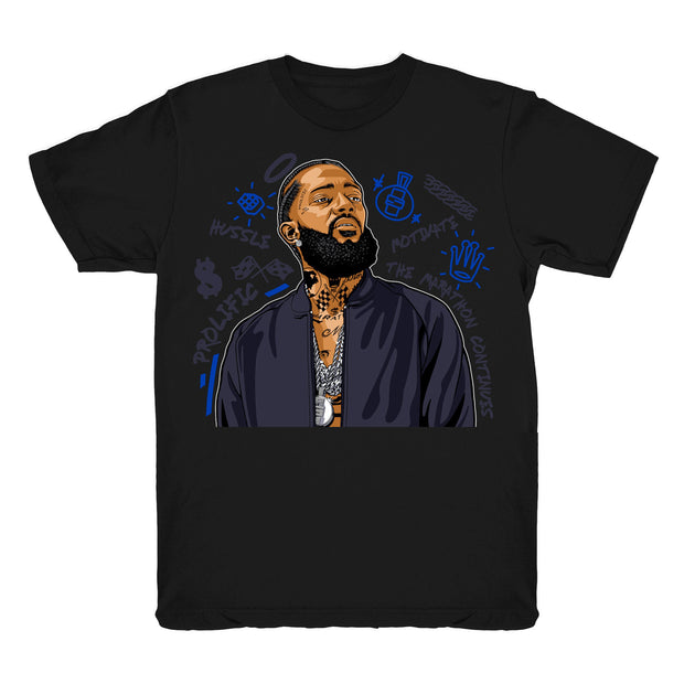 Youth 9 Racer Blue shirt | Nipsey Forever Fly - Retro 9 Racer Blue 2020 / black tee shirts