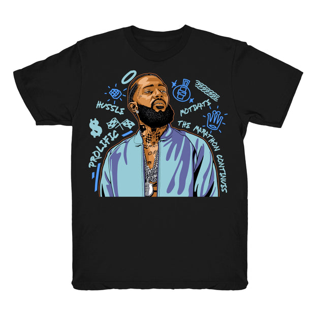 Women Boost Carbon Blue 700 shirt | Nipsey Forever Fly - Carbon Blue 700 / black tee shirts