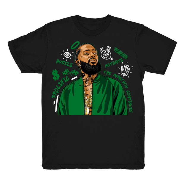 Youth 1 Pine Green shirt | Nipsey Forever Fly - Retro 1 Pine Green 2.0 / black tee shirts