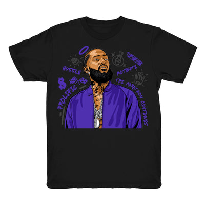 Youth 12 Dark Concord shirt | Nipsey Forever Fly - Retro 12 Dark Concord / Black tee shirts