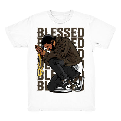 Women 1 Mocha shirt | Drake Blessed - Retro 1 OG High Dark Mocha 2020 / White tee shirts