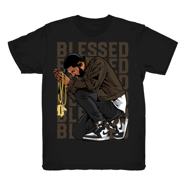 Youth 1 Mocha shirt | Drake Blessed - Retro 1 OG High Dark Mocha 2020 / Black tee shirts