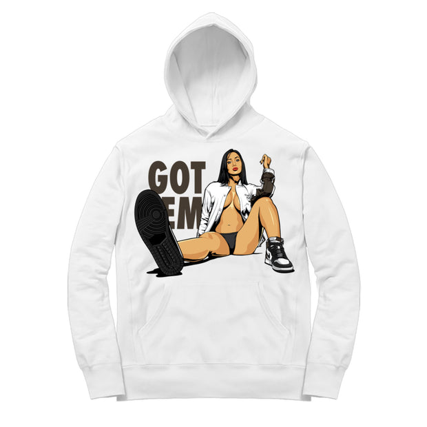 Women 1 Mocha Hoodie | Got Em - Retro 1 OG High Dark Mocha / White Hooded shirt