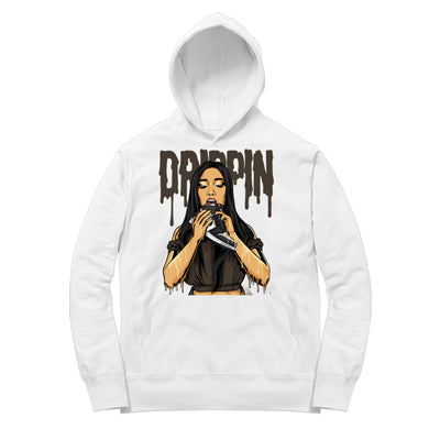 Youth 1 Mocha Hoodie | Drippin 1s - Retro 1 OG High Dark Mocha / White Hooded shirt