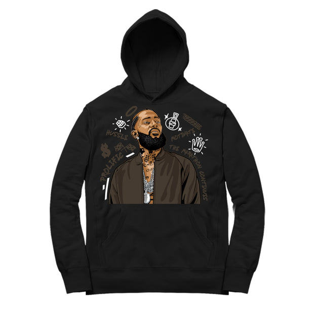 Youth 1 Mocha Hoodie | Nipsey Forever Fly - Retro 1 OG High Dark Mocha / Black Hooded shirt