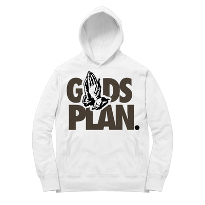 Youth 1 Mocha Hoodie | Drake Gods Plan - Retro 1 OG High Dark Mocha / White Hooded shirt