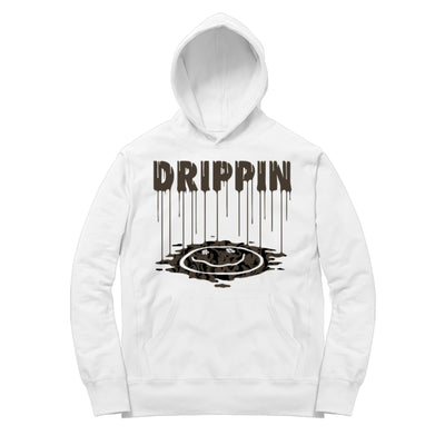 Youth 1 Mocha Hoodie | Smiley Drip - Retro 1 OG High Dark Mocha / White Hooded shirt