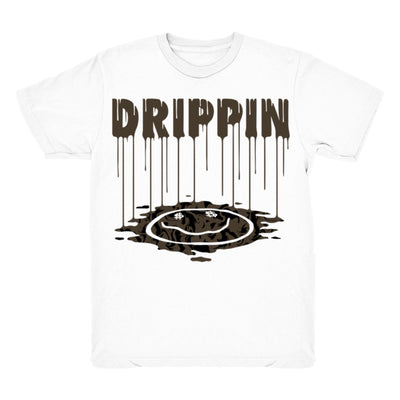 Youth 1 Mocha shirt | Smiley Drip - Retro 1 OG High Dark Mocha 2020 / White tee shirts