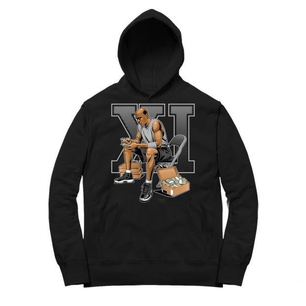 Women 11 Jubilee Hoodie | Stackin Bred XI - Retro XI 25th Anniversary / Black Hooded shirt