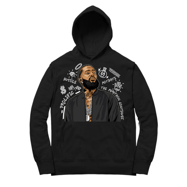 Youth 11 Jubilee Hoodie | Nipsey Forever Fly - Retro XI 25th Anniversary / Black Hooded shirt