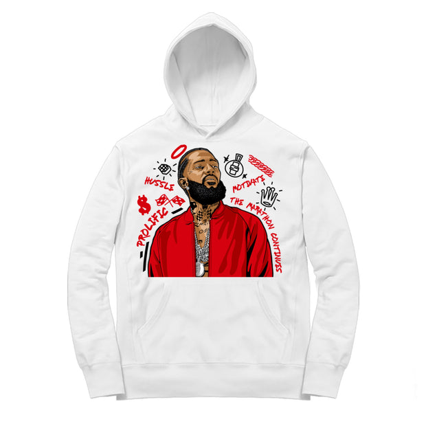 Youth 4 Fire Red Hoodie | Nipsey Forever Fly - Retro 4 Fire Red OG / White Hooded shirt