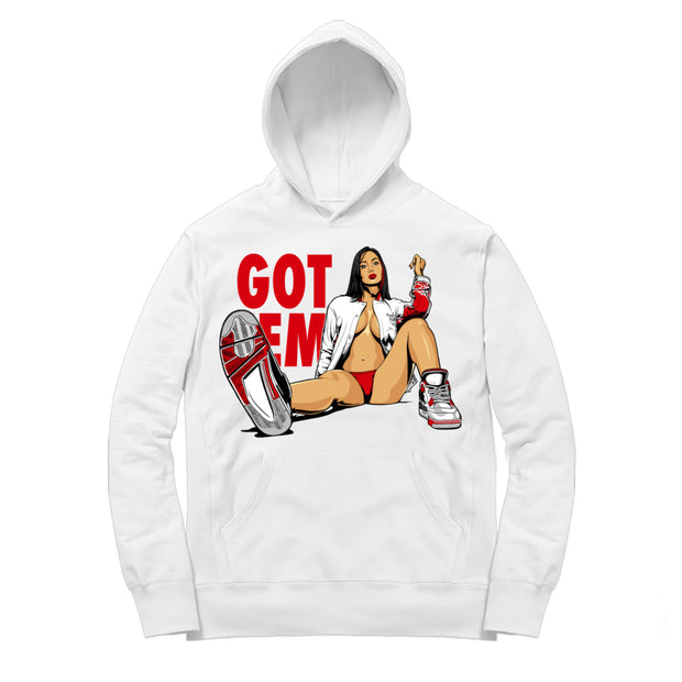 Youth 4 Fire Red Hoodie | Nipsey Forever Fly - Retro 4 Fire Red OG / White Hooded shirt