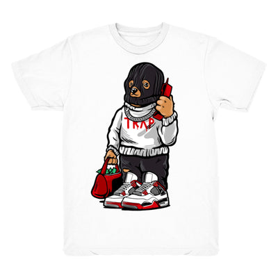 Youth 4 Fire Red shirt | Trap Bear - Retro 4 Fire Red OG / White tee shirts