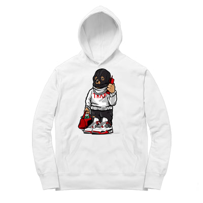 Youth 4 Fire Red Hoodie | Trap Bear - Retro 4 Fire Red OG / White Hooded shirt