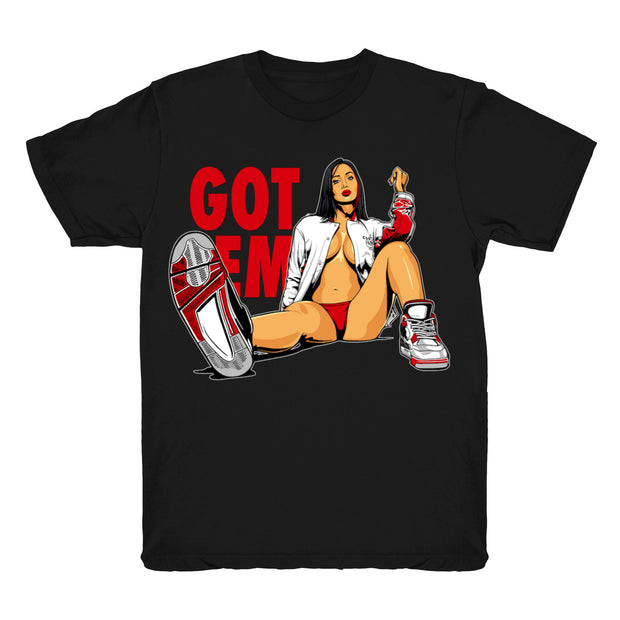 Youth 4 Fire Red shirt | Got Em - Retro 4 Fire Red OG / Black tee shirts