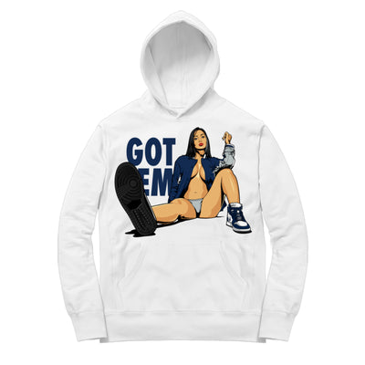 Youth 1 Midnight Navy Hoodie | Got Em - Retro 1 High OG CO.JP Midnight Navy / White Hooded shirt