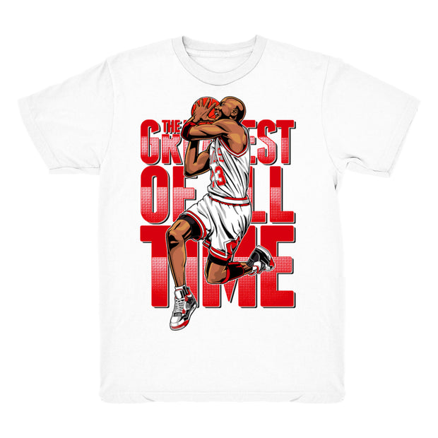 Youth 4 Fire Red shirt | The Greatest - Retro 4 Fire Red OG / White tee shirts