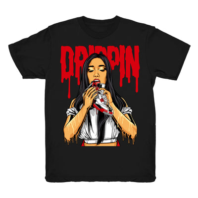 Youth 4 Fire Red shirt | 4s Drippin - Retro 4 Fire Red OG / Black tee shirts