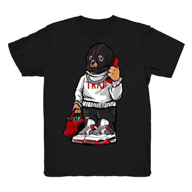 Women 4 Fire Red shirt | Trap Bear - Retro 4 Fire Red OG / Black tee shirts