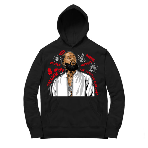 Youth 4 Fire Red Hoodie | Nipsey Forever Fly - Retro 4 Fire Red OG / Black Hooded shirt