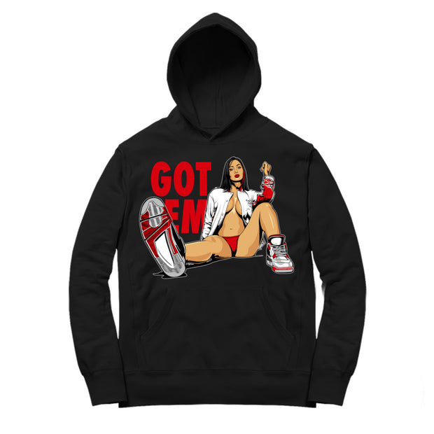 Women 4 Fire Red Hoodie | Got Em - Retro 4 Fire Red OG / Black Hooded shirt