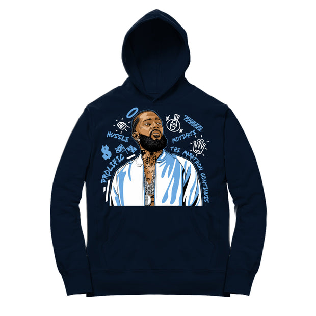 Youth 9 UNC Hoodie shirt | Nipsey Forever Fly - Retro 9 UNC Hooded Navy tee shirts