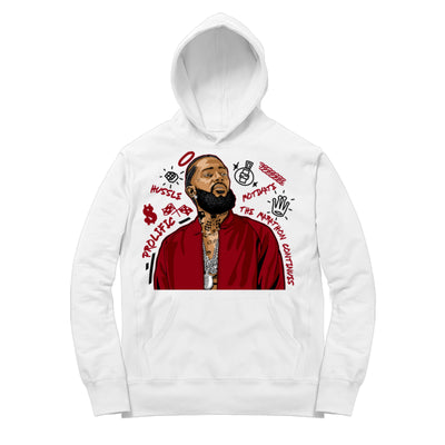 Youth 6 Carmine Hoodie | Nipsey Forever Fly - Retro 6 Carmine 2021 / White Hooded shirt