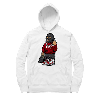 Youth 6 Carmine Hoodie | Trap Bear - Retro 6 Carmine 2021 / White Hooded shirt