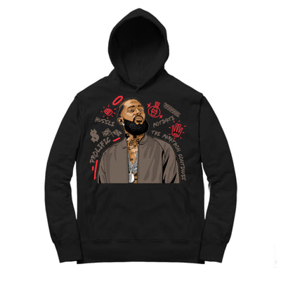 Youth 4 Taupe Haze Hoodie | Nipsey Forever Fly - Retro 4 Taupe Haze / Black Hooded shirt