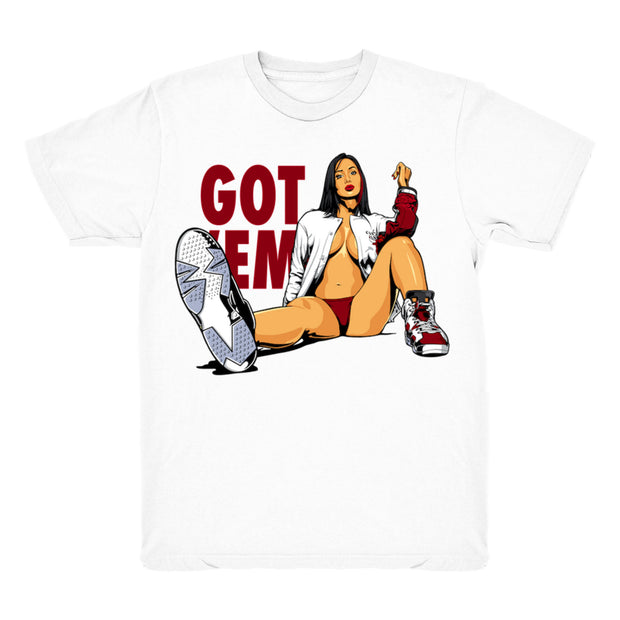 Youth 6 Carmine shirt | Got Em - Retro 6 Carmine / White tee shirts