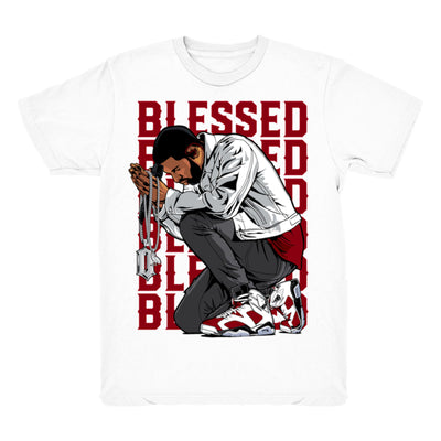 Youth 6 Carmine shirt | Drake Blessed - Retro 6 Carmine / White tee shirts