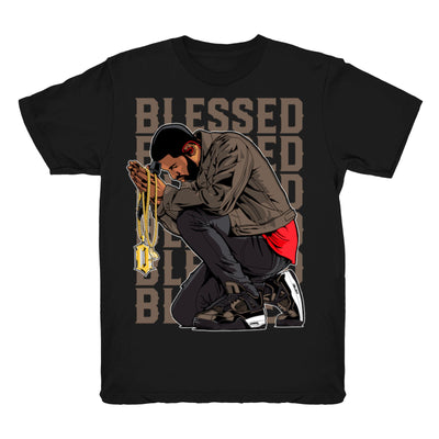 Youth 4 Taupe Haze shirt | Drake Blessed - Retro 4 Taupe Haze 2021 / Black tee shirts
