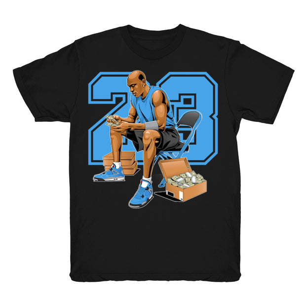 Youth 4 UNC shirt | MJ Stackin - Retro 4 UNC 2021 / Black tee shirts