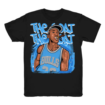 Women 4 UNC shirt | The Goat - Retro 4 UNC 2021 / Black tee shirts