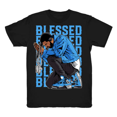 Youth 4 UNC shirt | Drake Blessed - Retro 4 UNC 2021 / Black tee shirts