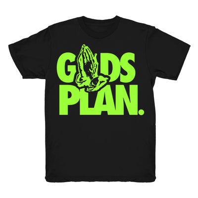 Youth 6 Electric Green shirt | Drake Gods Plan - Retro 6 Electric Green / Black tee shirts