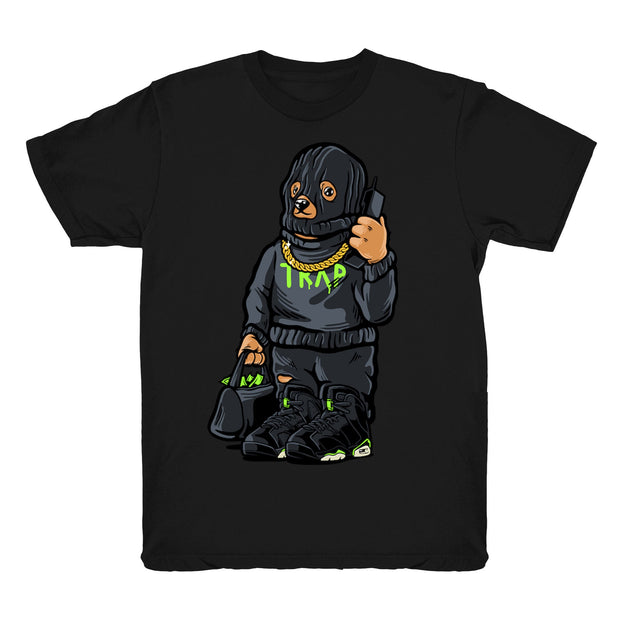 Youth 6 Electric Green shirt | Trap Bear - Retro 6 Electric Green / Black tee shirts