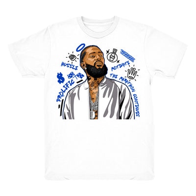 Youth 3 Racer Blue shirt | Nipsey Forever Fly - Retro 3 Racer Blue 2021 / White tee shirts