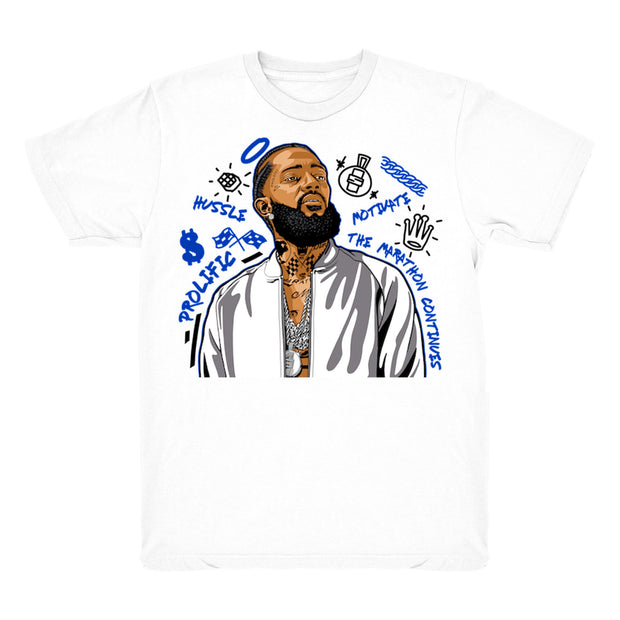 Women 3 Racer Blue shirt | Nipsey Forever Fly - Retro 3 Racer Blue 2021 / White tee shirts